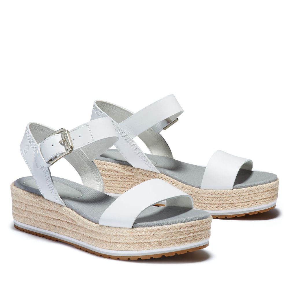 Sandale Timberland Dama Albi - Santorini Sun Ankle Strap - Romania - YCXDOV560